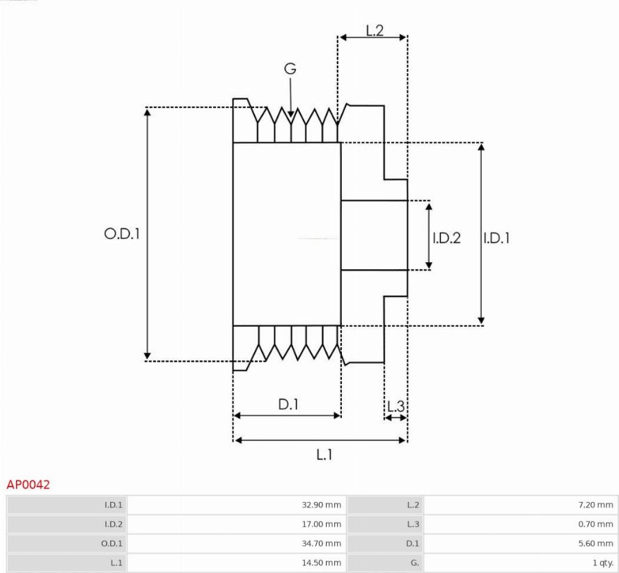 AS-PL AP0042 - Шкив генератора, муфта parts5.com