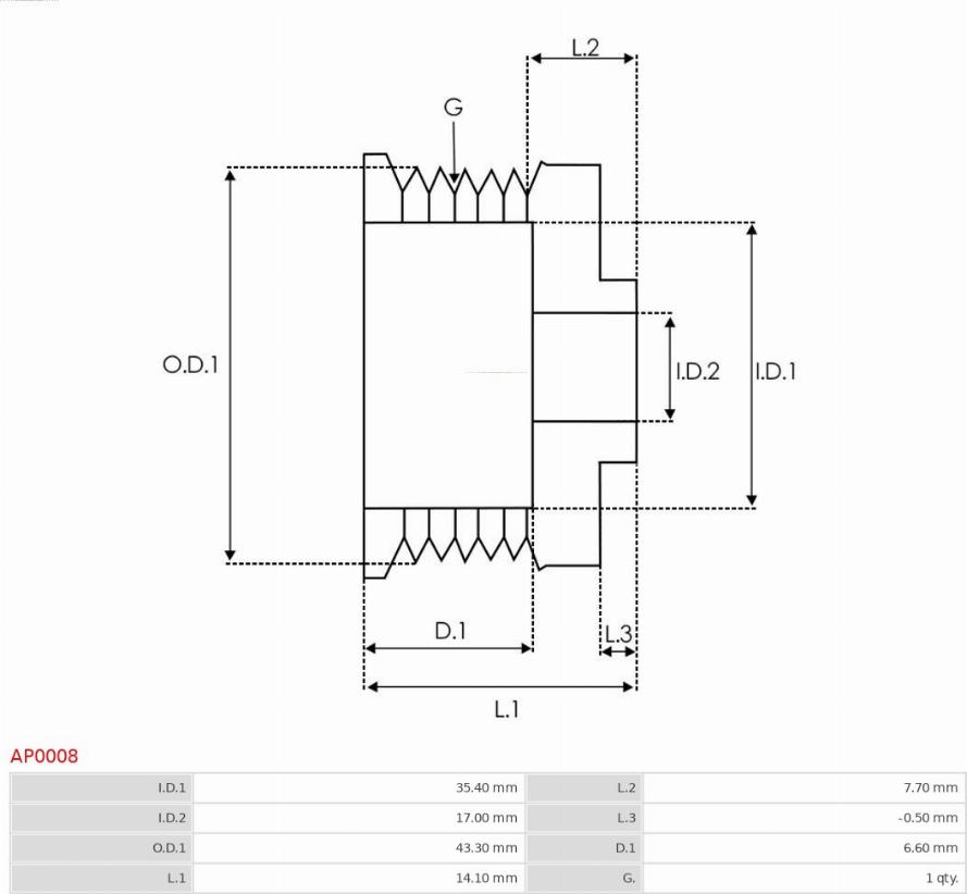 AS-PL AP0008 - Шкив генератора, муфта parts5.com