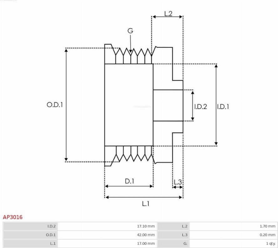 AS-PL AP3016 - Шкив генератора, муфта parts5.com