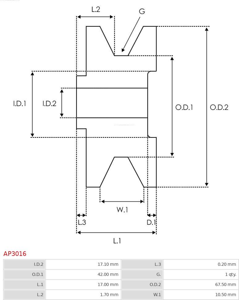 AS-PL AP3016 - Шкив генератора, муфта parts5.com