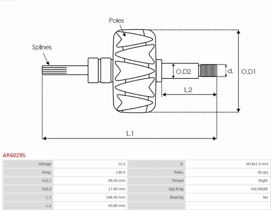 AS-PL AR6029S - Ротор, генератор parts5.com