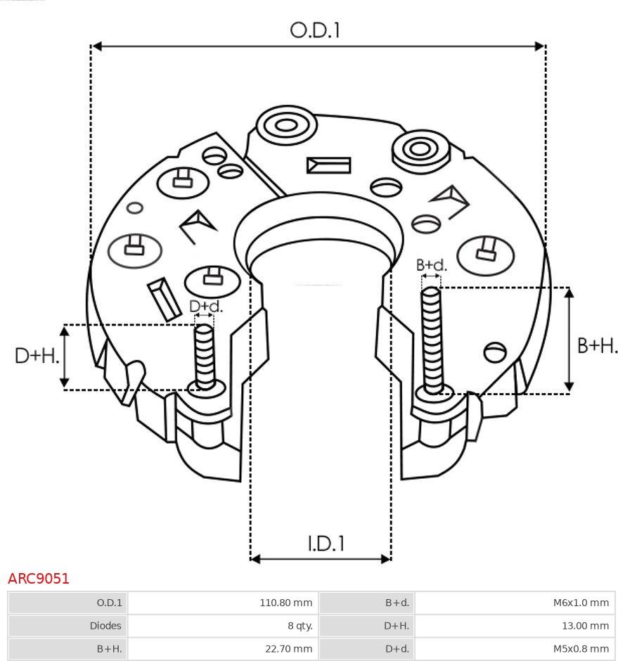 AS-PL ARC9051 - Rectificador, alternador parts5.com