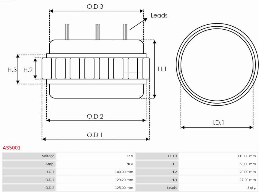 AS-PL AS5001 - Estator, alternador parts5.com