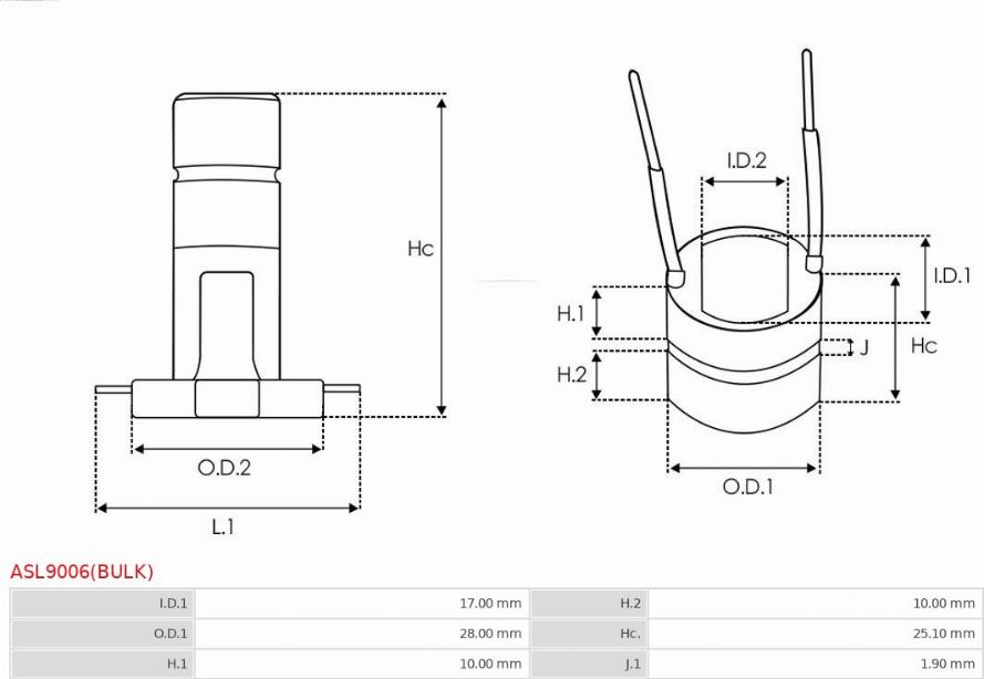 AS-PL ASL9006(BULK) - Контактное кольцо, генератор parts5.com