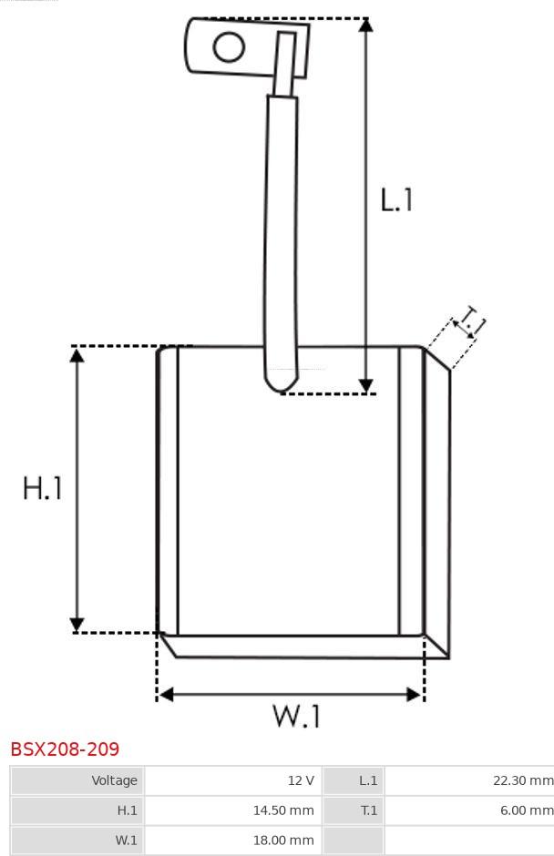 AS-PL BSX208-209 - Угольная щетка, стартер parts5.com