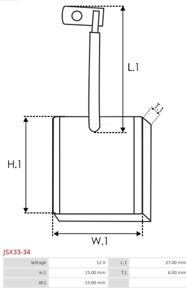 AS-PL JSX33-34 - Escobilla de carbón, arrancador parts5.com