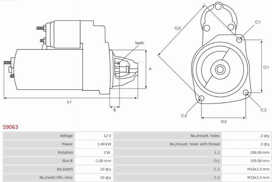 AS-PL S9063 - Стартер parts5.com