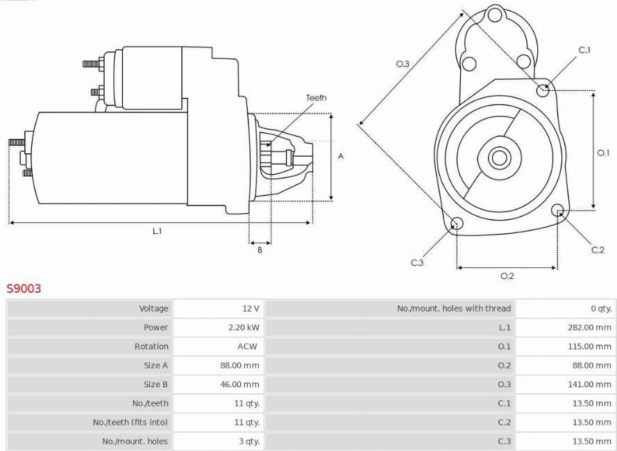 AS-PL S9003 - Стартер parts5.com