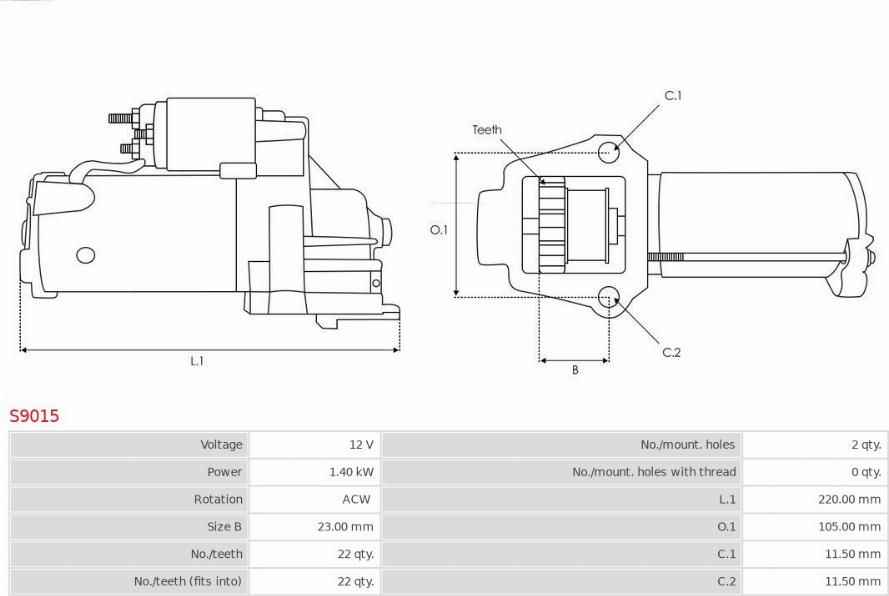 AS-PL S9015 - Стартер parts5.com