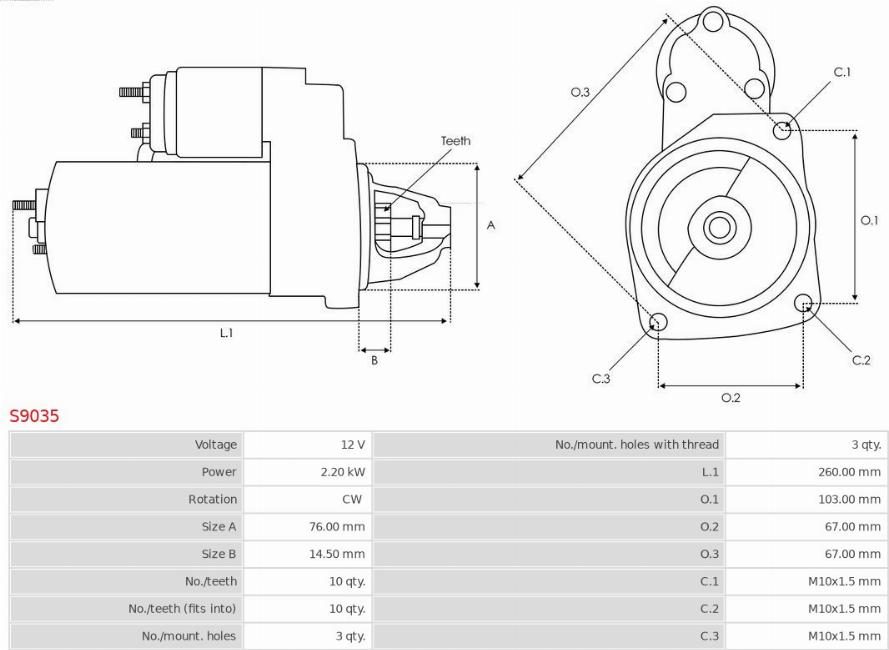 AS-PL S9035 - Стартер parts5.com