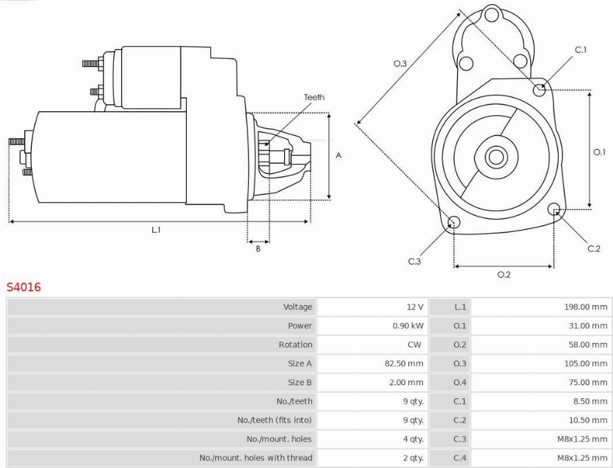 AS-PL S4016 - Стартер parts5.com