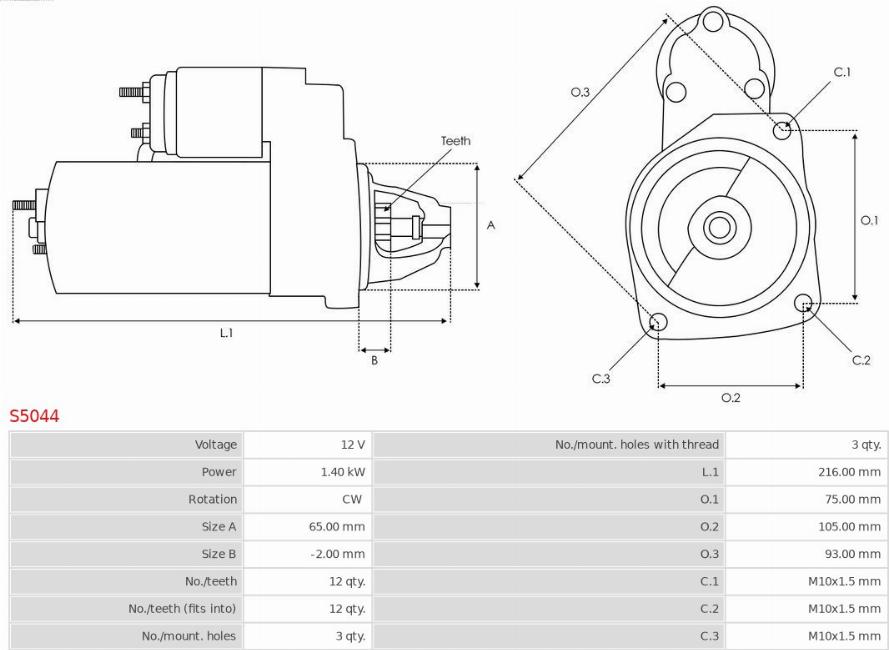 AS-PL S5044 - Motor de arranque parts5.com