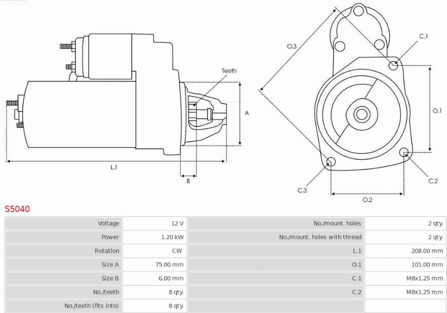 AS-PL S5040 - Стартер parts5.com