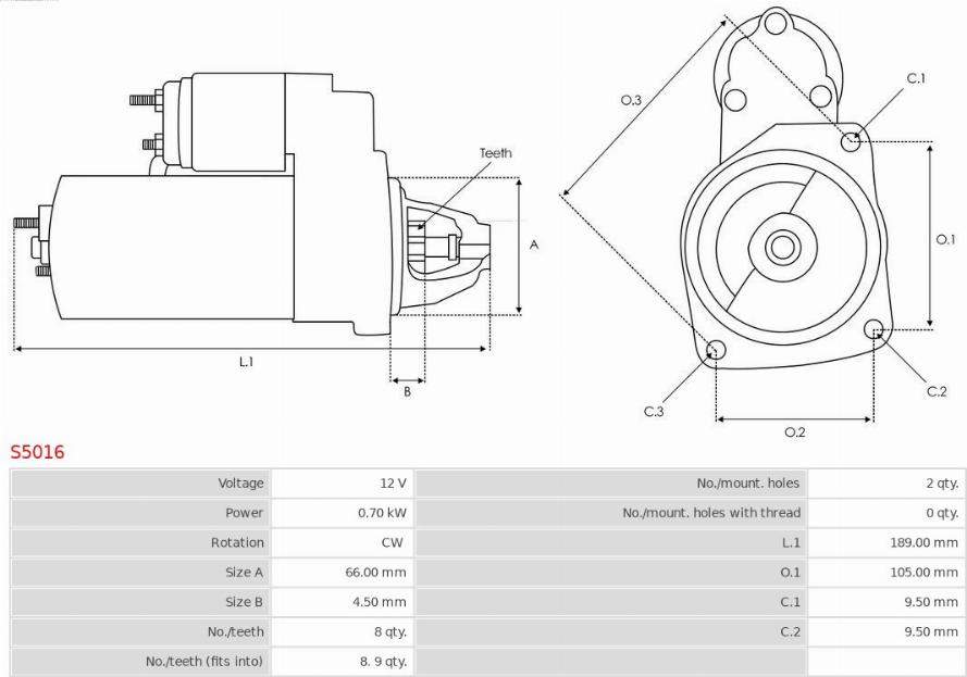 AS-PL S5016 - Стартер parts5.com