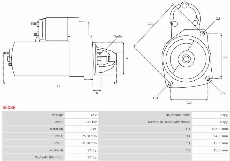 AS-PL S5086 - Стартер parts5.com