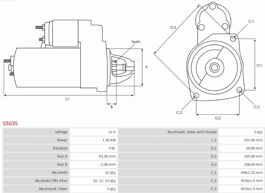 AS-PL S5035 - Стартер parts5.com