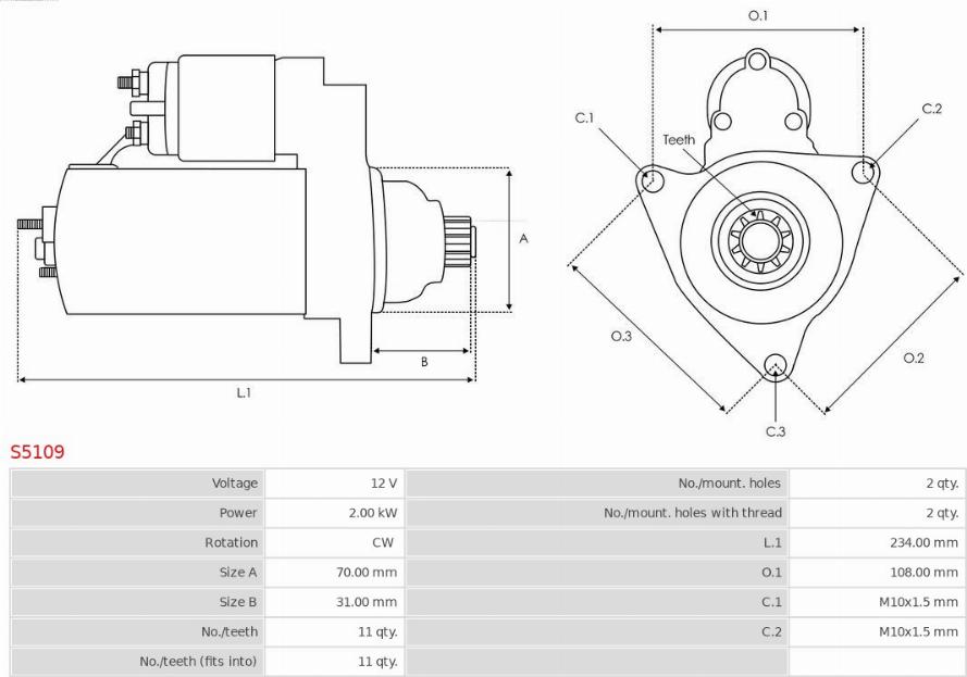 AS-PL S5109 - Стартер parts5.com