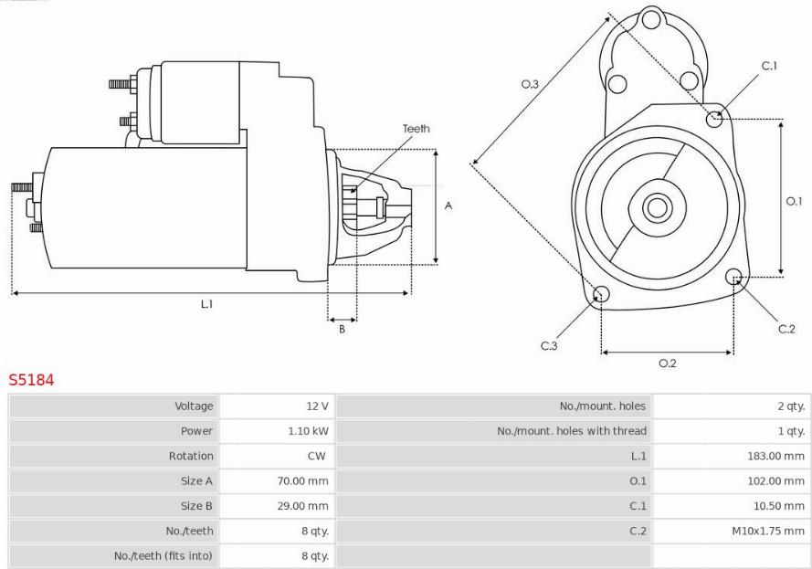 AS-PL S5184 - Стартер parts5.com