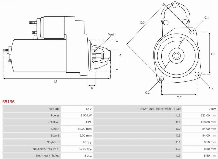 AS-PL S5136 - Motor de arranque parts5.com