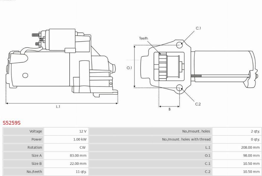 AS-PL S5259S - Стартер parts5.com