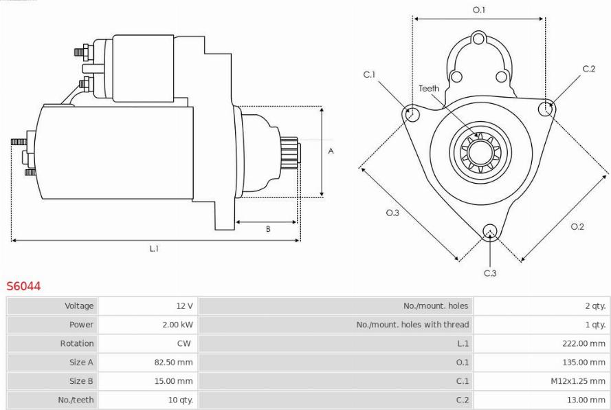 AS-PL S6044 - Motor de arranque parts5.com