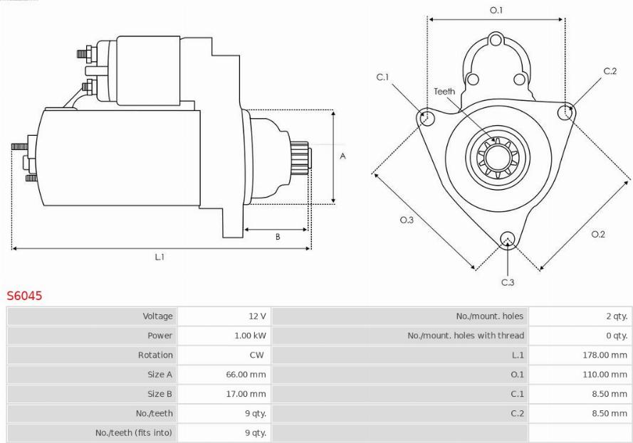 AS-PL S6045 - Стартер parts5.com