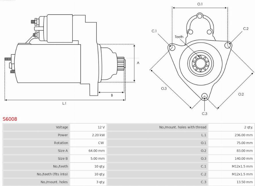 AS-PL S6008 - Стартер parts5.com