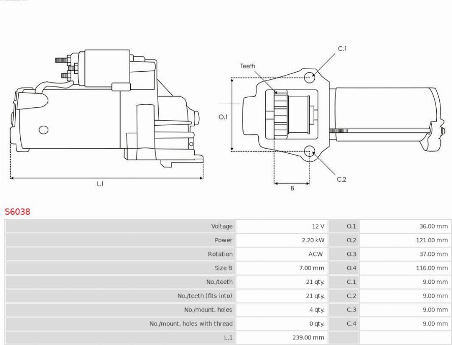 AS-PL S6038 - Стартер parts5.com