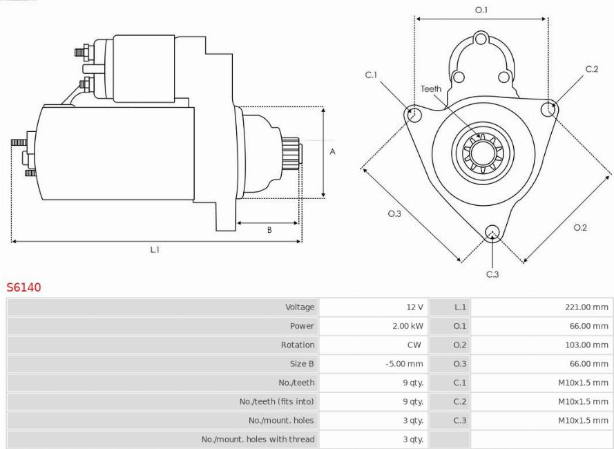 AS-PL S6140 - Motor de arranque parts5.com