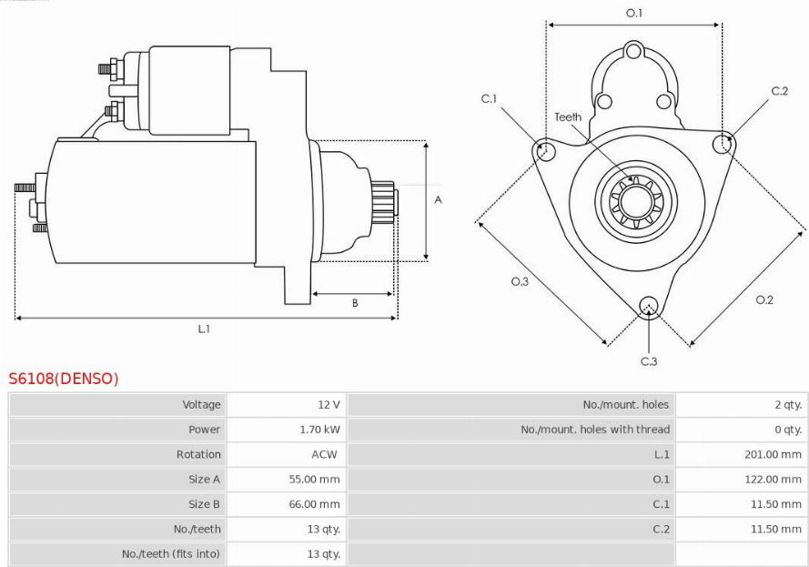 AS-PL S6108(DENSO) - Стартер parts5.com