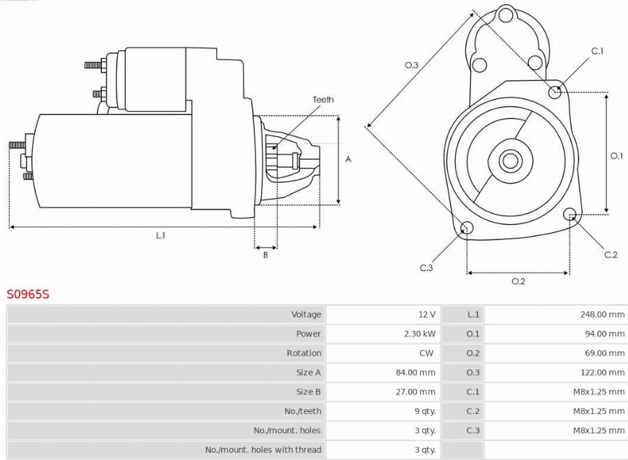 AS-PL S0965S - Стартер parts5.com