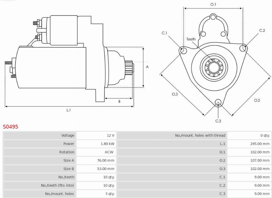 AS-PL S0495 - Стартер parts5.com