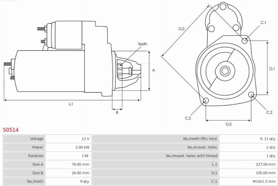 AS-PL S0514 - Motor de arranque parts5.com