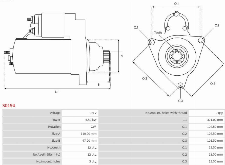 AS-PL S0194 - Motor de arranque parts5.com