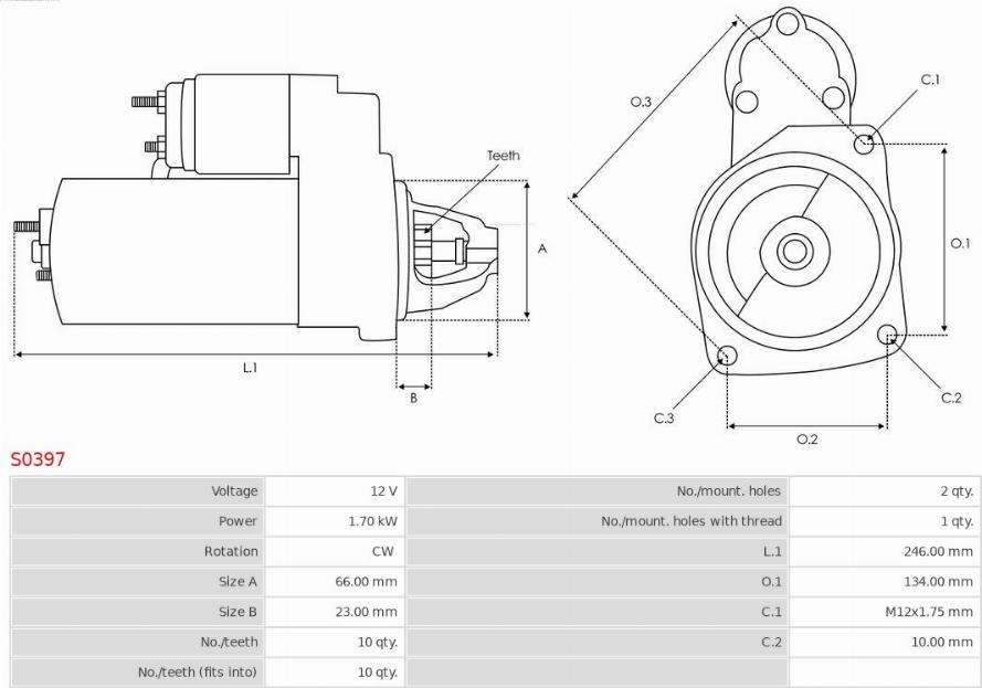 AS-PL S0397 - Стартер parts5.com