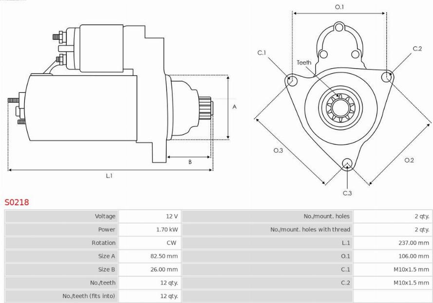 AS-PL S0218 - Motor de arranque parts5.com