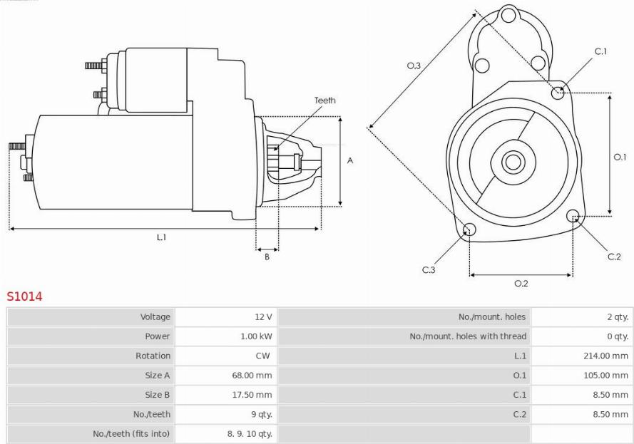 AS-PL S1014 - Motor de arranque parts5.com