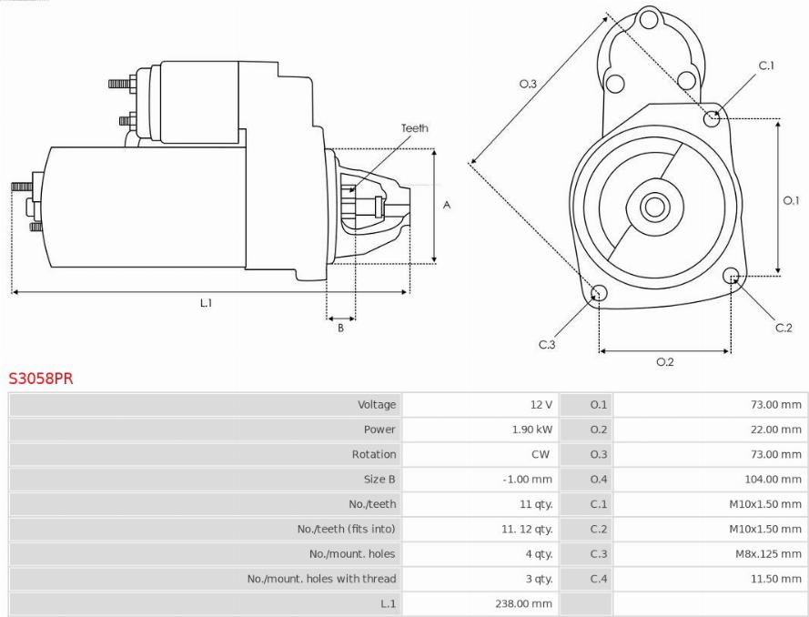 AS-PL S3058PR - Стартер parts5.com