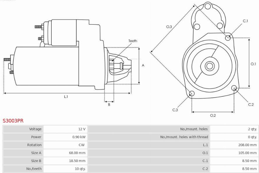 AS-PL S3003PR - Motor de arranque parts5.com