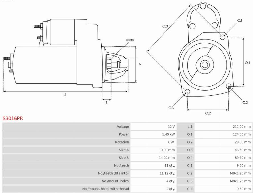 AS-PL S3016PR - Стартер parts5.com