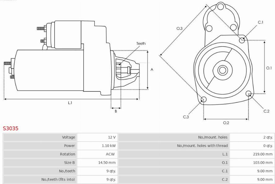 AS-PL S3035 - Стартер parts5.com