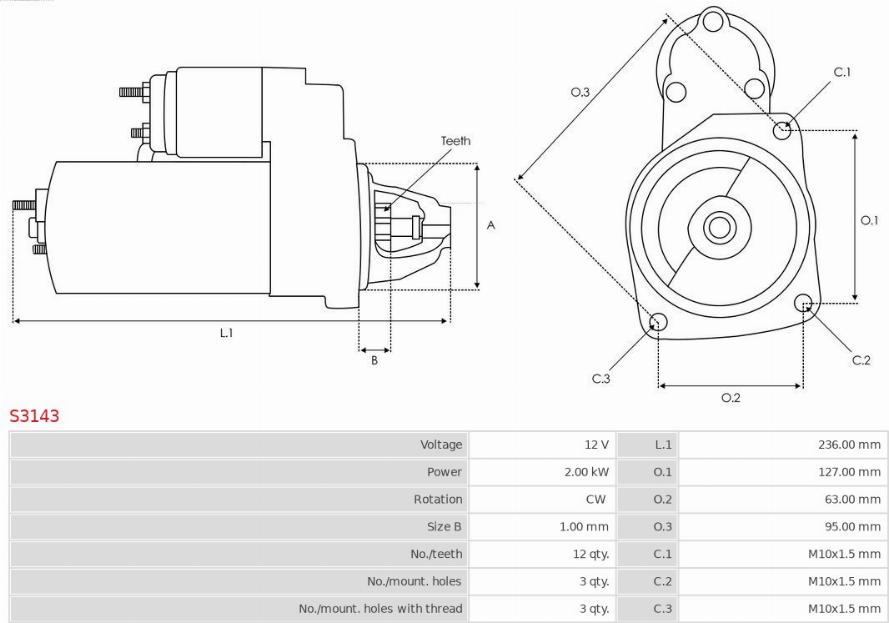 AS-PL S3143 - Стартер parts5.com