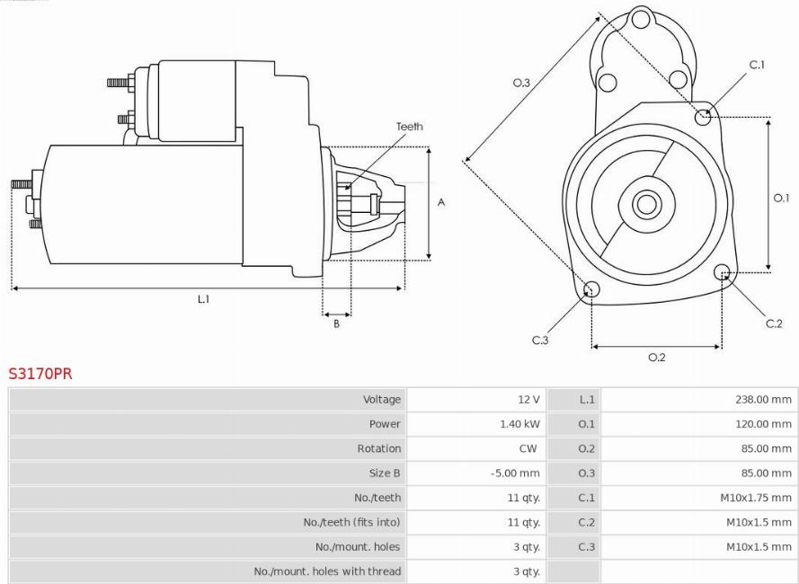 AS-PL S3170PR - Motor de arranque parts5.com