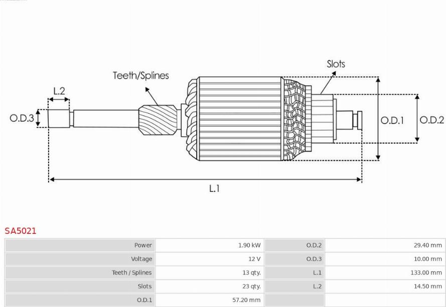 AS-PL SA5021 - Якорь, стартер parts5.com