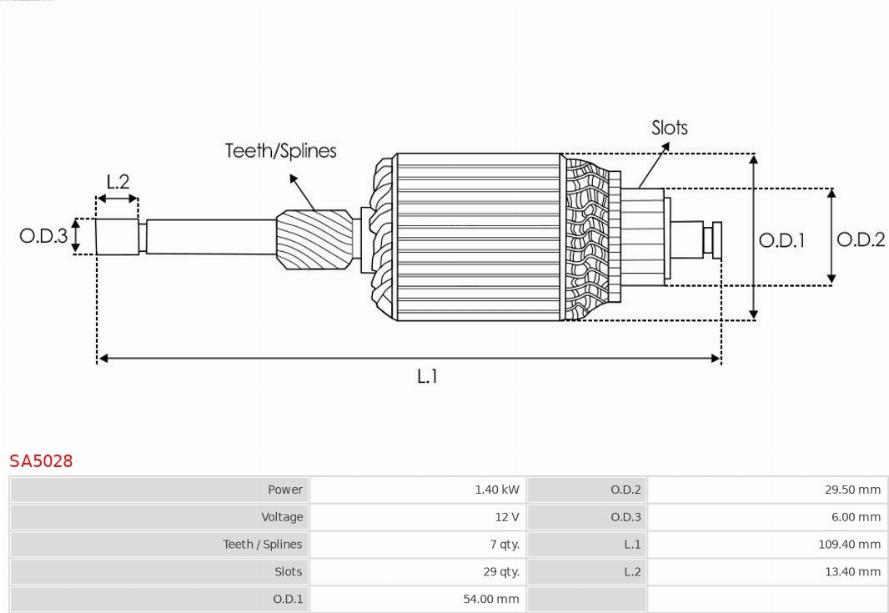 AS-PL SA5028 - Якорь, стартер parts5.com