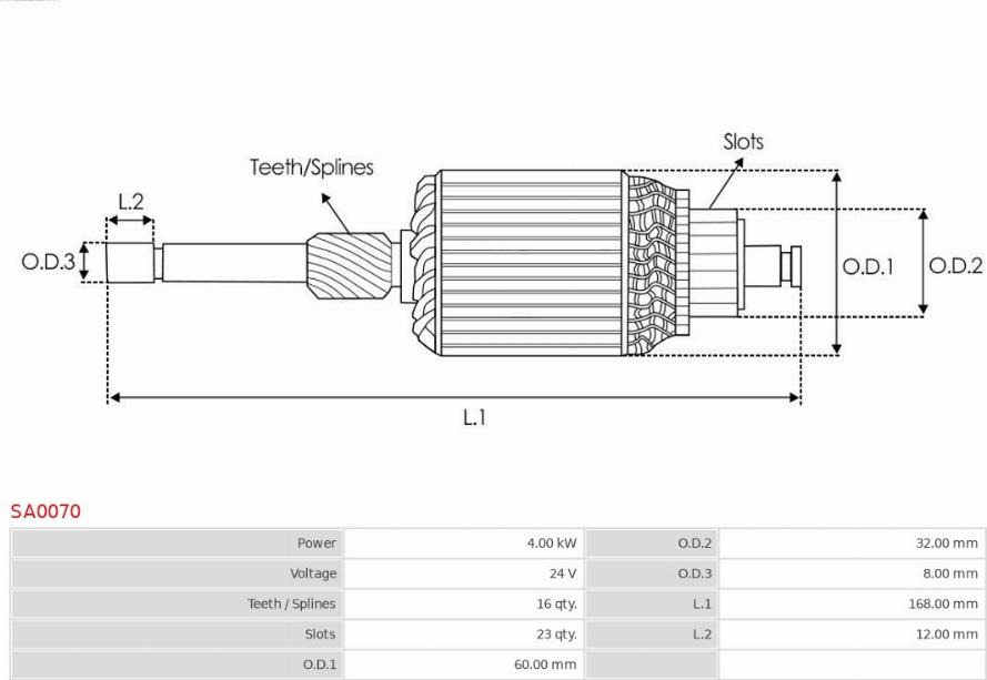 AS-PL SA0070 - Inducido, motor de arranque parts5.com