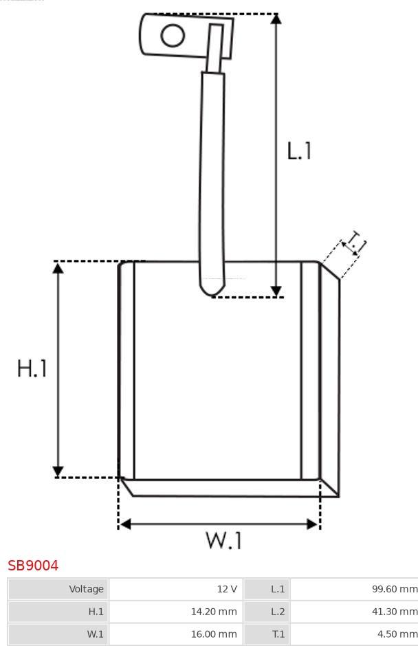 AS-PL SB9004 - Угольная щетка, стартер parts5.com