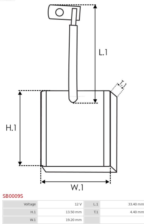 AS-PL SB0009S - Escobilla de carbón, arrancador parts5.com