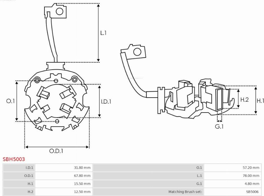 AS-PL SBH5003 - Кронштейн, угольная щетка parts5.com