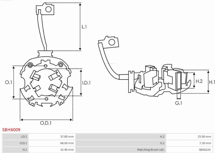 AS-PL SBH6009 - Soporte, escobillas de carbón parts5.com